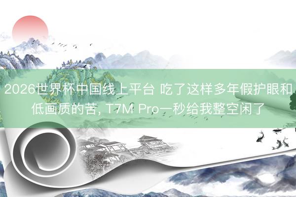 2026世界杯中国线上平台 吃了这样多年假护眼和低画质的苦， T7M Pro一秒给我整空闲了