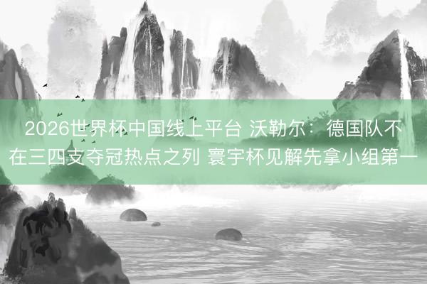 2026世界杯中国线上平台 沃勒尔：德国队不在三四支夺冠热点之列 寰宇杯见解先拿小组第一
