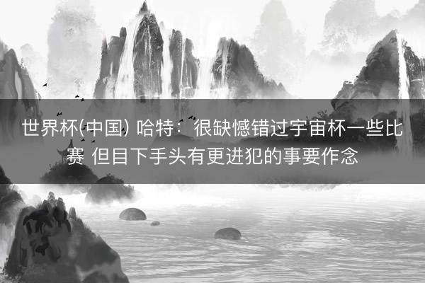 世界杯(中国) 哈特:很缺憾错过宇宙杯一些比赛 但目下手头有更进犯的事要作念