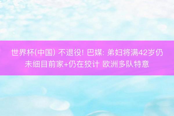 世界杯(中国) 不退役! 巴媒: 弟妇将满42岁仍未细目前家+仍在狡计 欧洲多队特意