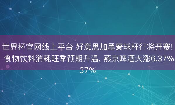 世界杯官网线上平台 好意思加墨寰球杯行将开赛! 食物饮料消耗旺季预期升温， 燕京啤酒大涨6.37%