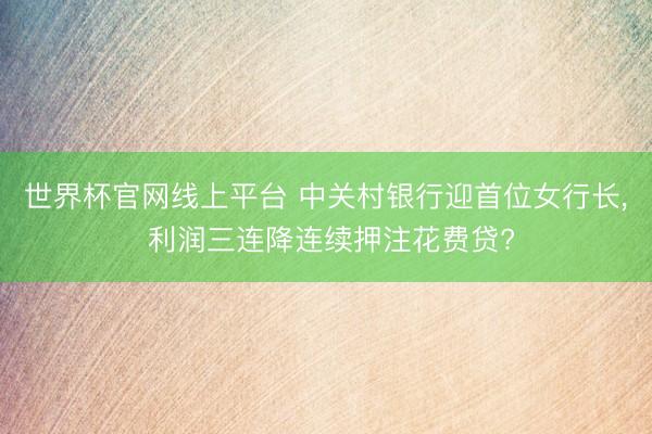 世界杯官网线上平台 中关村银行迎首位女行长, 利润三连降连续押注花费贷?
