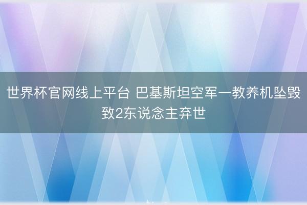 世界杯官网线上平台 巴基斯坦空军一教养机坠毁致2东说念主弃世