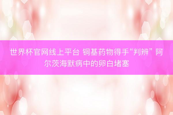 世界杯官网线上平台 铜基药物得手“判辨” 阿尔茨海默病中的卵白堵塞